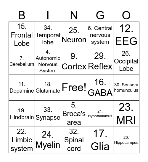 Biopsych Bingo Card