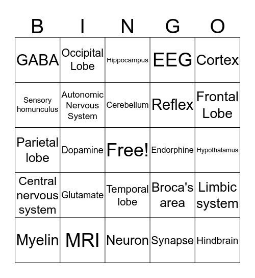 Biopsych Bingo Card