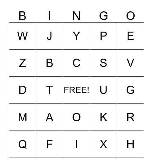 ABC BIngo Card