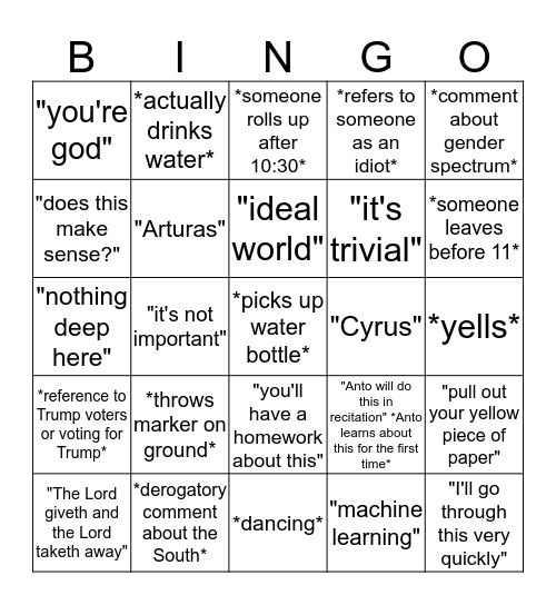 Neal Bingo Card