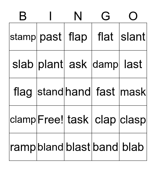 a blends Bingo Card