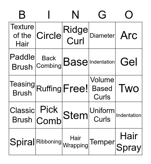 Chapter 17 Hairstyling Bingo Card