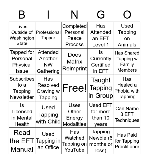 Tapping BINGO Card