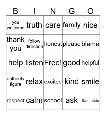 Positive Communication Bingo Card