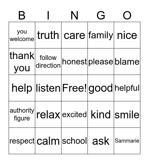 Positive Communication Bingo Card