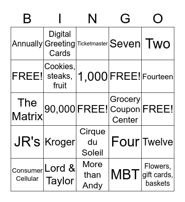 RETAIL BINGO Card