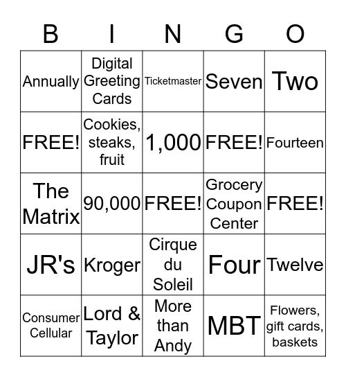 RETAIL BINGO Card