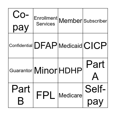 Insurance BINGO Card