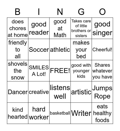 Our Gift of Talents Bingo Card