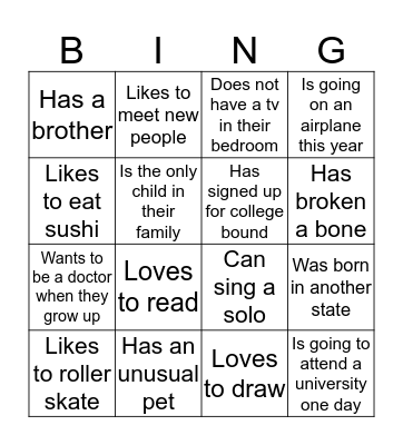 Find Someone Who Bingo Card