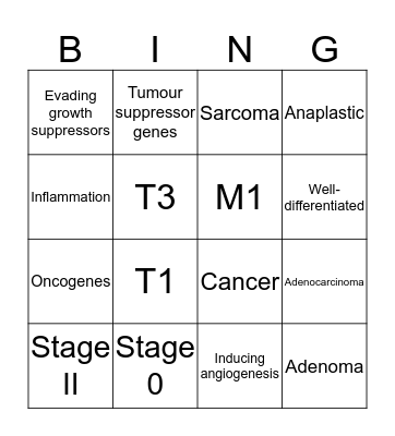 Cancer Bingo Card