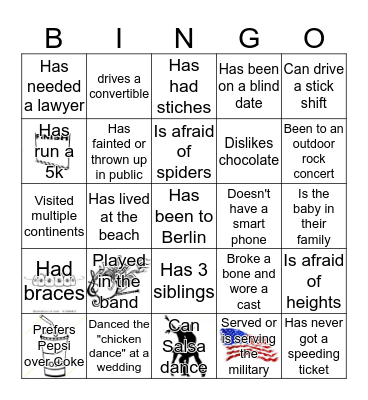 Find someone who....... Bingo Card