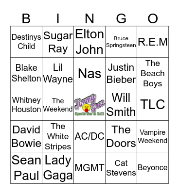 Jimmy Geez Music Bingo Card