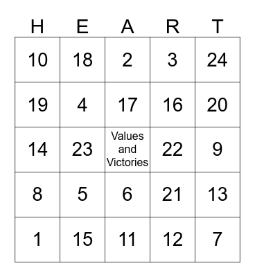 Encourage the Heart Bingo Card