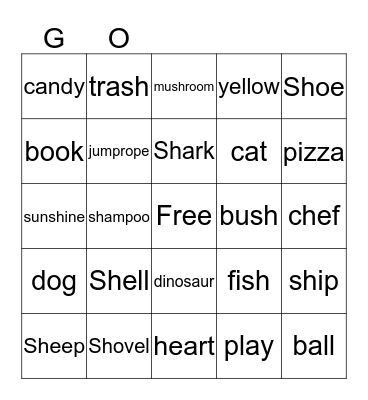 SH Picture Digraph Bingo Card