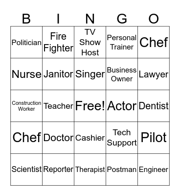 Career Bingo Card