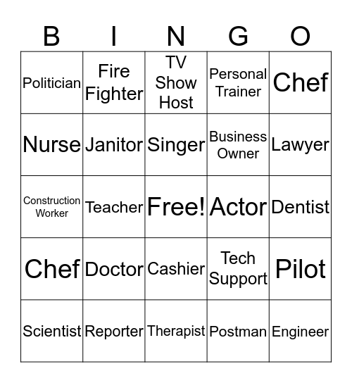 Career Bingo Card