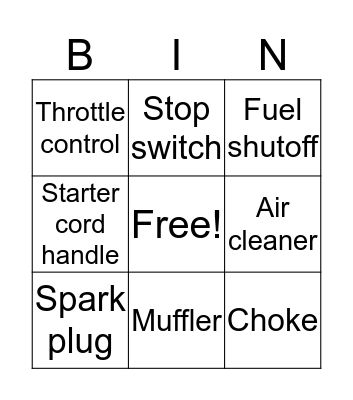 Small Engines External Parts Bingo Card