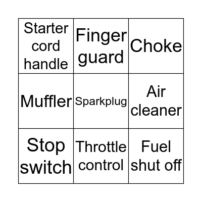 Small Engines Exterior Parts Bingo Card