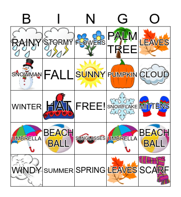 SEASONS AND WEATHER Bingo Card