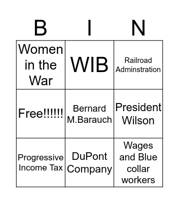 What were the Economic Impacts of American Involvment Bingo Card