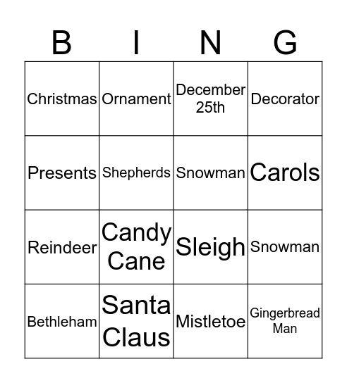 Christmas Bingo Card