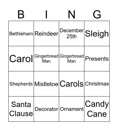 Christmas Bingo Card