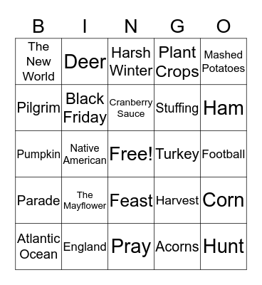Thanksgiving Bingo Card