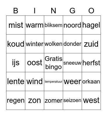 het weer Bingo Card