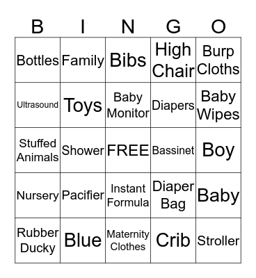 Baby BINGO Card