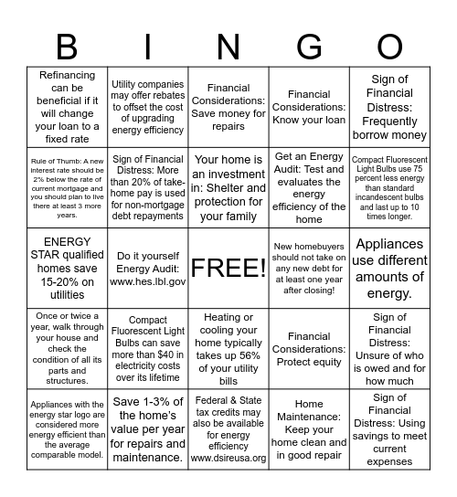 Protecting Your Investment Bingo Card