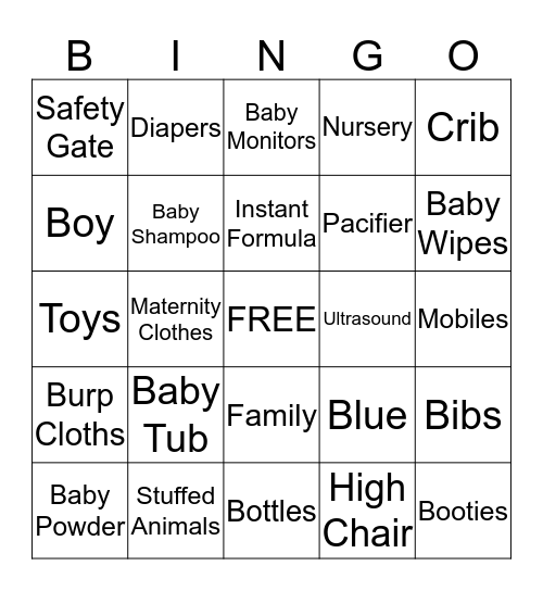 "JAZZY" Baby Bingo Card