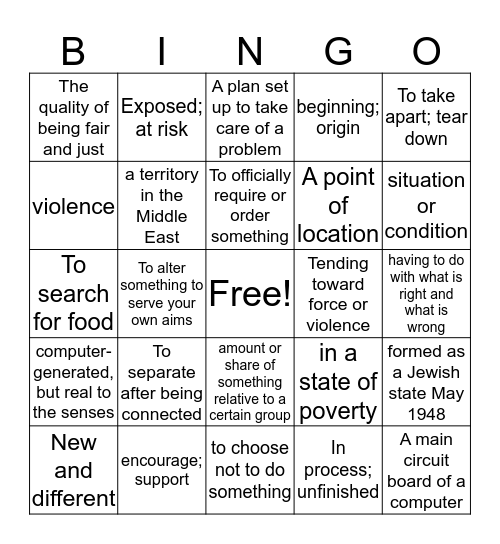 Mid 2nd Quarter Vocabulary Bingo 2 Bingo Card