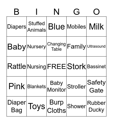 "JAZZY Baby Bingo Card