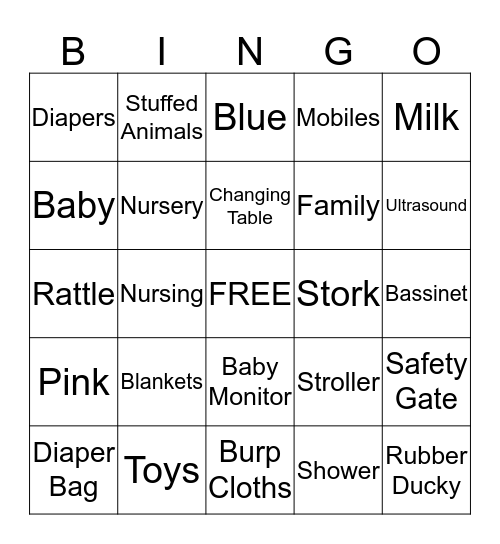 "JAZZY Baby Bingo Card