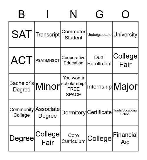 COLLEGE BINGO Card