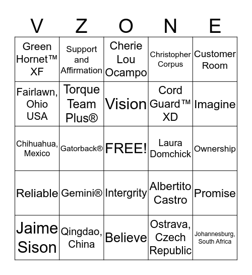 Arcade Bingo Experience Bingo Card