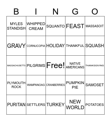 Thanksgiving Bingo Card
