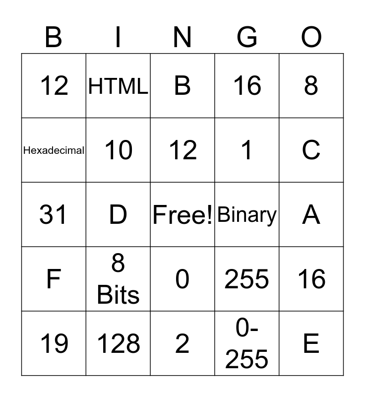 Binary Bingo Card