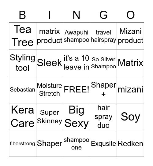 Product Bingo Card