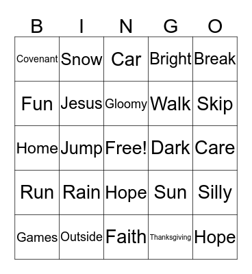 Covenant Care  Bingo Card