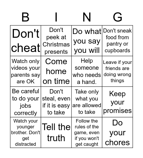 A Scout is Trustworthy Bingo Card