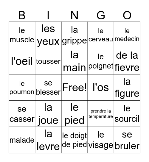 Fr 3/4 Ch. 8, voc. 1 Bingo Card