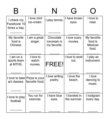 Para conocerte Bingo Card