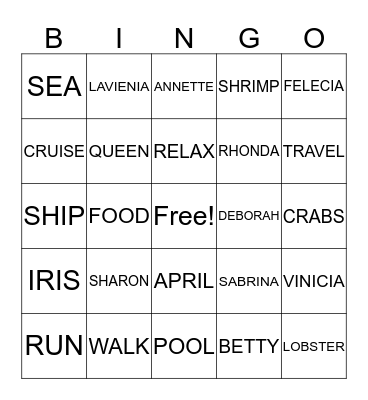 SISTERS AT SEA Bingo Card