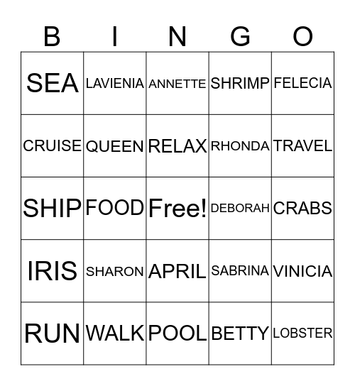 SISTERS AT SEA Bingo Card