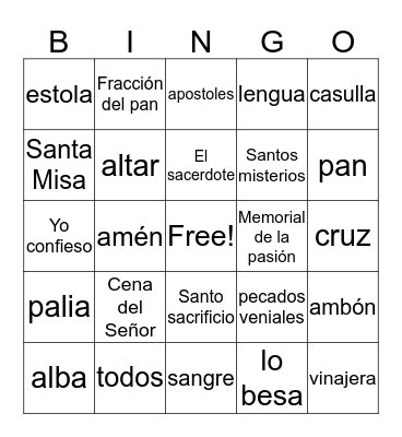 SANTA MISA BINGO Card