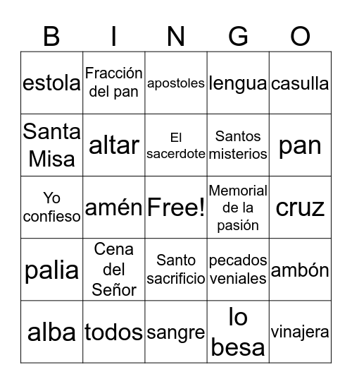 SANTA MISA BINGO Card