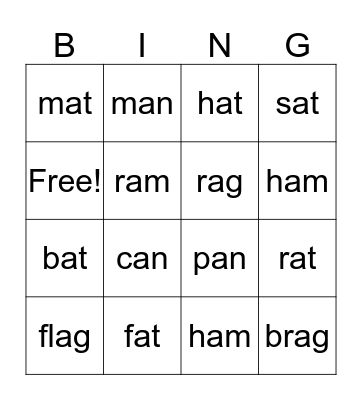 "at" family Bingo Card