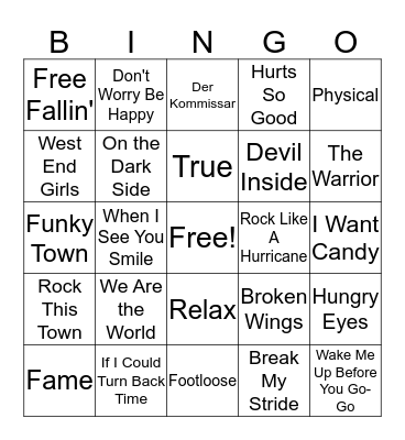 80s Bingo Card